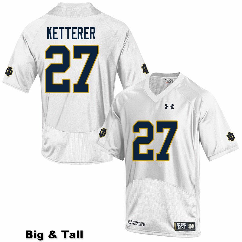 Men's NCAA Notre Dame Fighting Irish #27 Chase Ketterer Stitched College Under Armour Authentic White Big & Tall Football Jersey NO10Q75NA